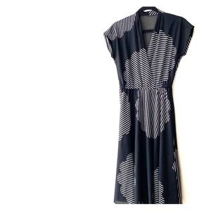Vintage Black and White Wrap dress - SZ S/M